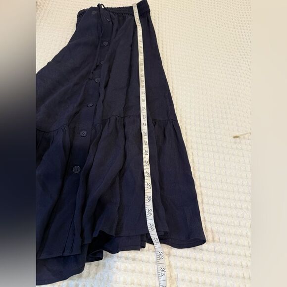 New Talbots navy blue button front boho skirt size XS - Picture 7 of 8